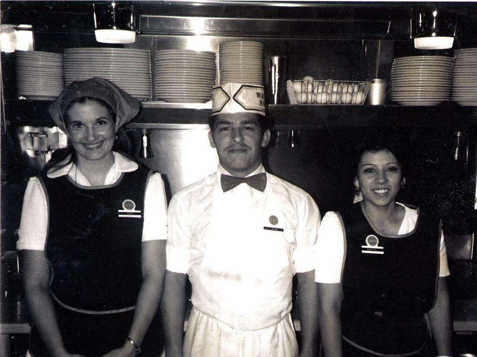 Black and white classic photo of early Waffle House employees
